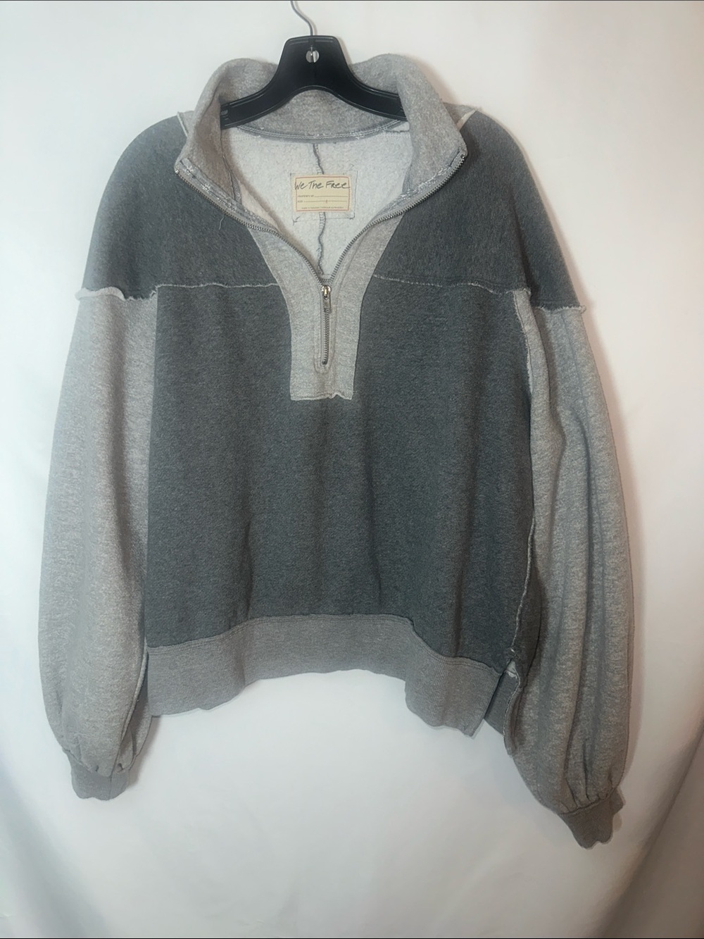 We The Free Two-Tone Gray Quarter-Zip Pullover